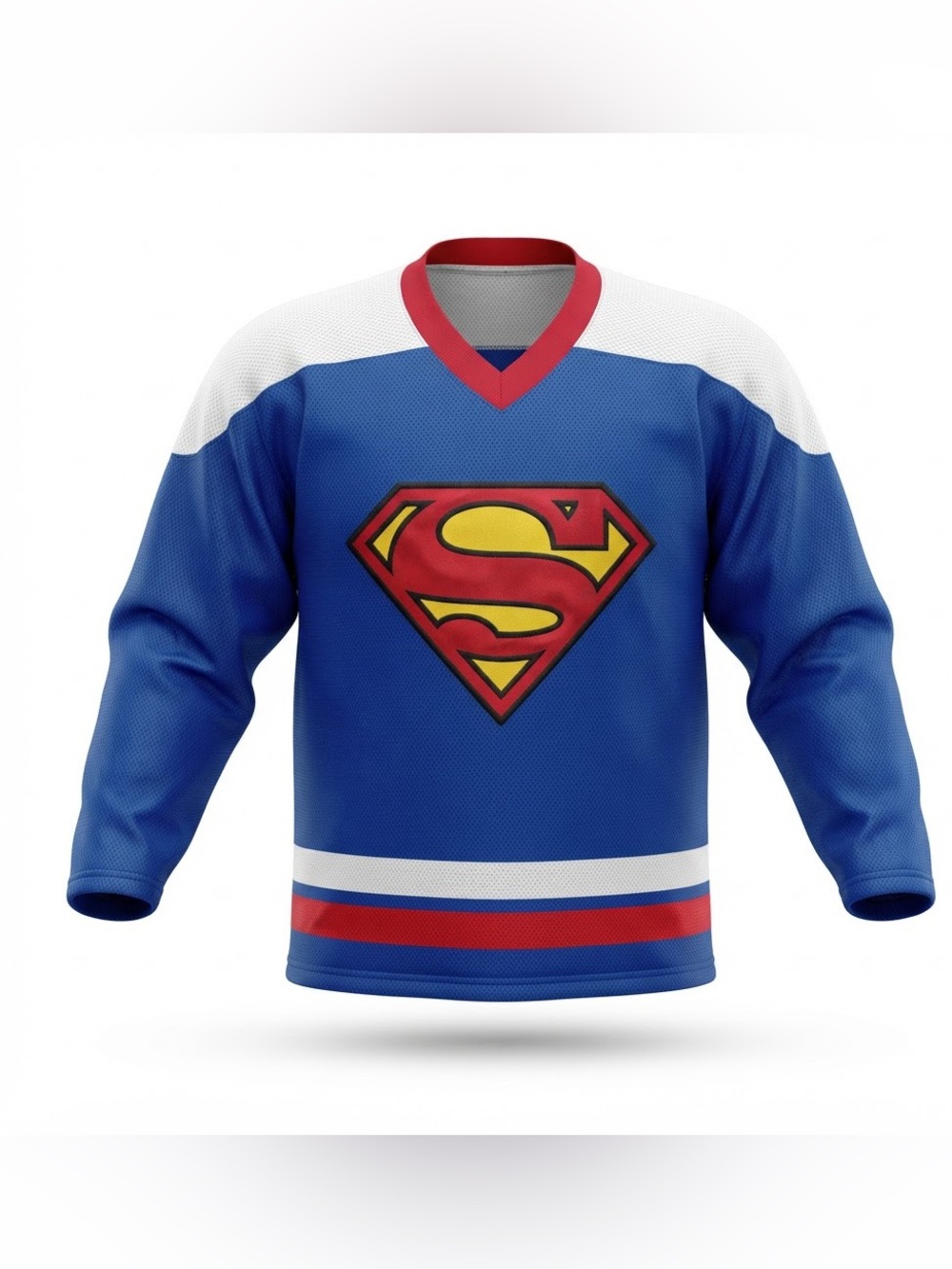 Vtg Warner Bros. Superman Hockey Jersey - Blue, Red & Yellow